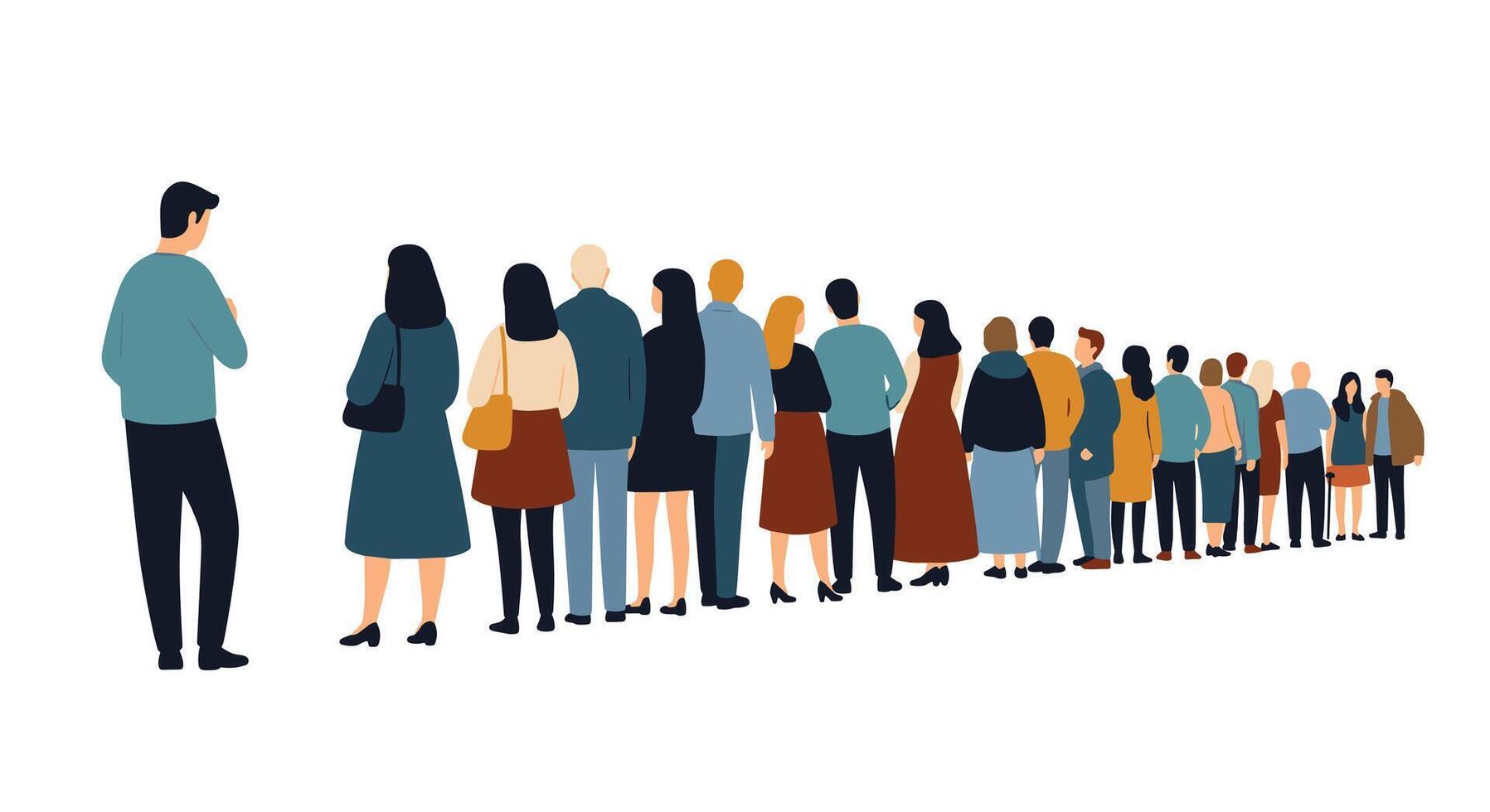 People standing in line to get a job vector