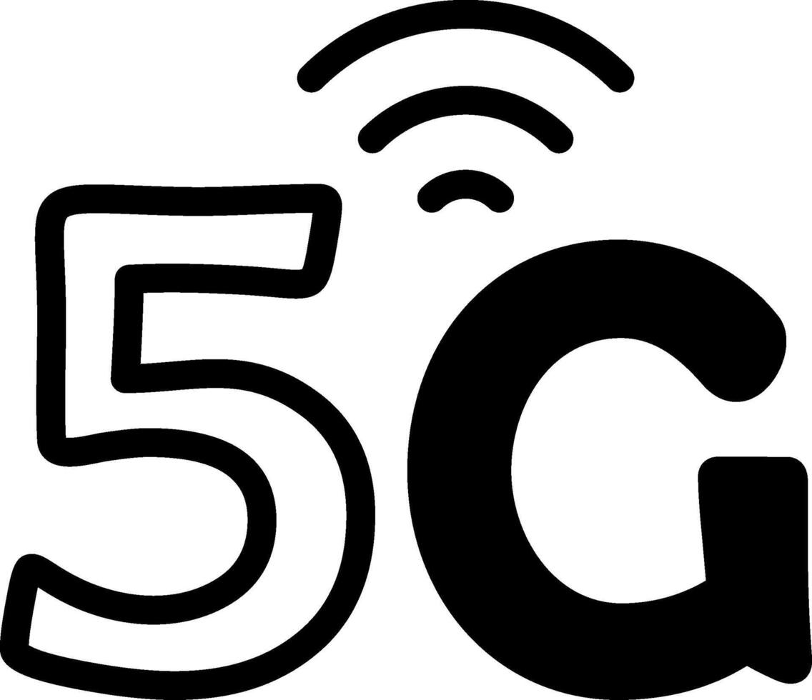 5G Modern Semi Solid Black Icon vector