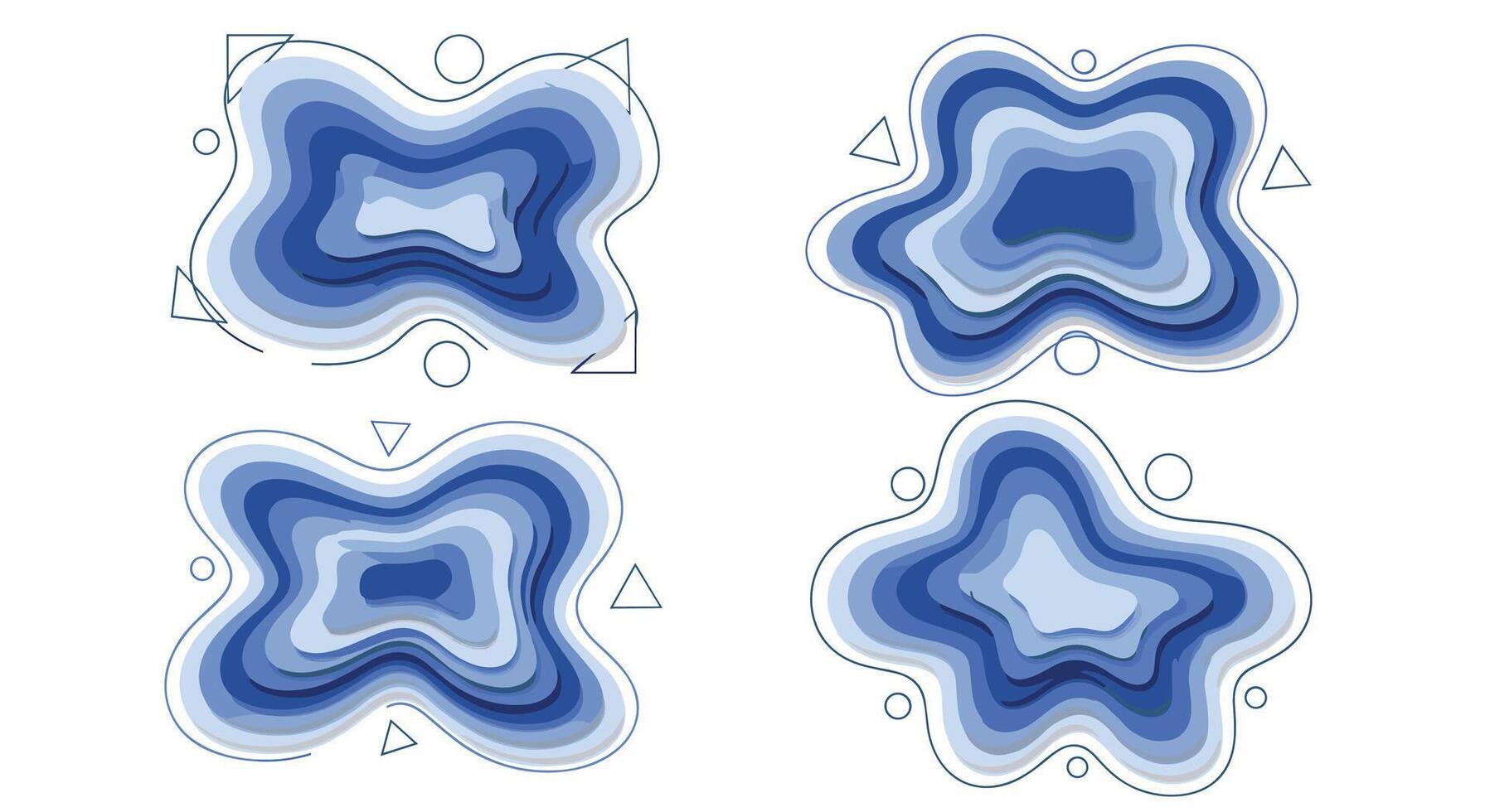 Four different shapes of blue waves vector