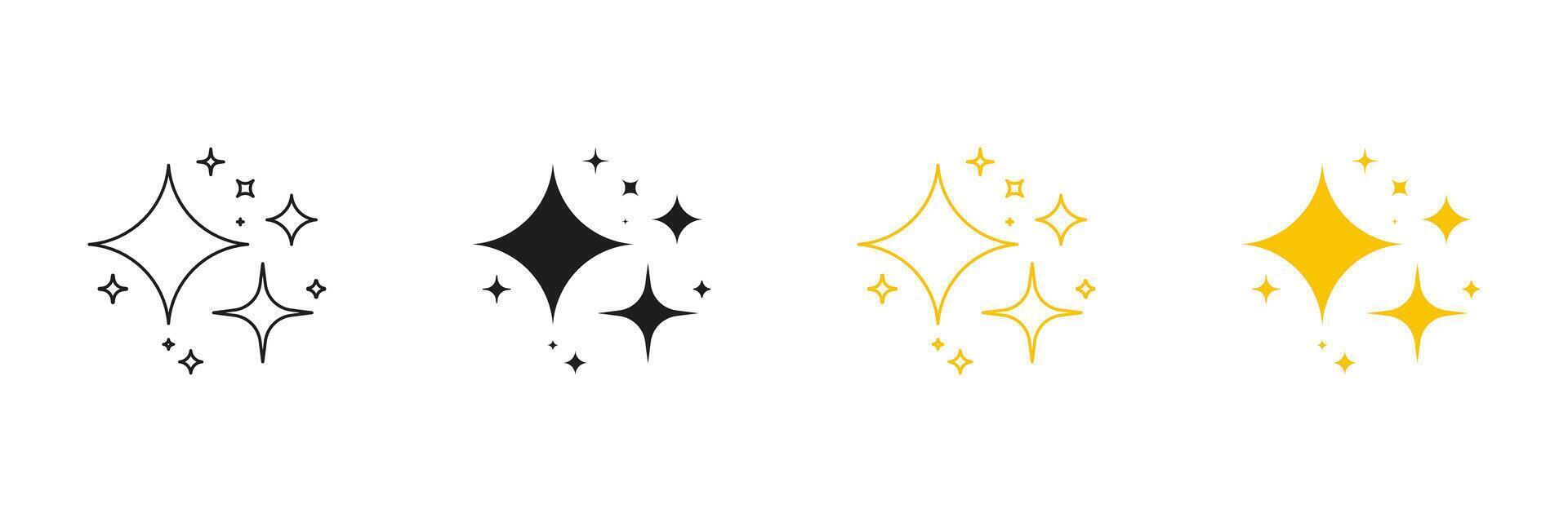 Sparkle And Star Line And Solid Icon Set. Celestial Twinkle Symbol Collection. Isolated Illustration vector
