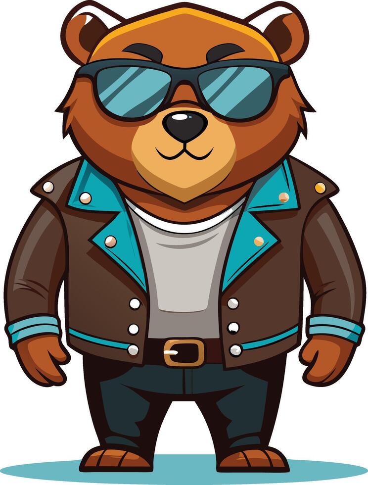Cool Bear Mascot in Biker Jacket illustration vector