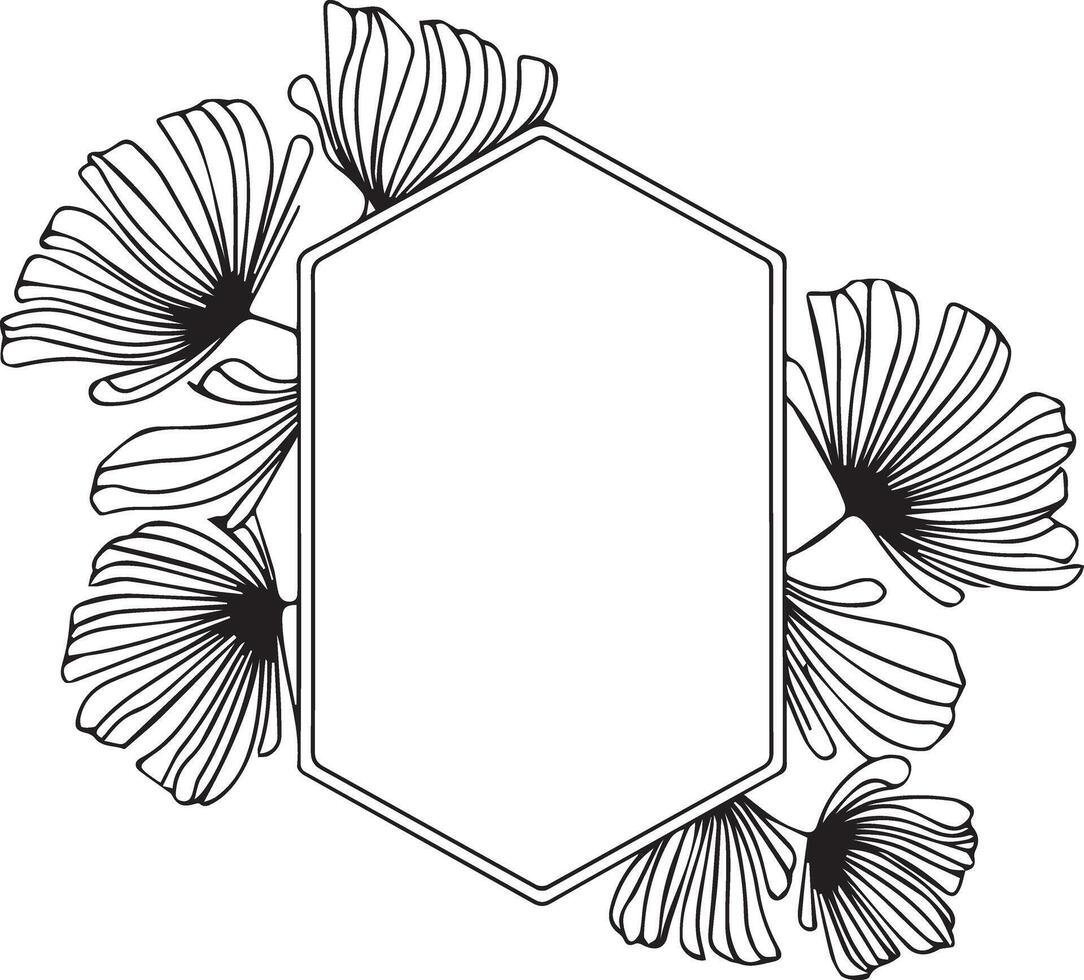 Dynamic floral frame silhouette vector