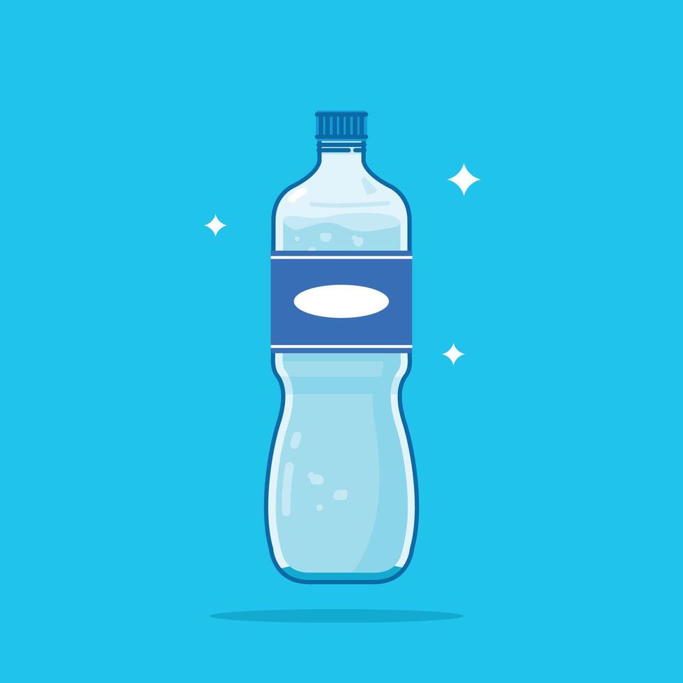 1500ml capacity concave bottom plastic water bottle, healthy blue drinking water packed in a bottle, recyclable and easy to store liquid. vector