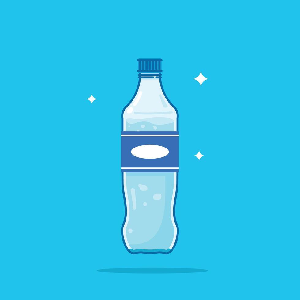 Standard type plastic water bottle with a capacity of 600ml, healthy blue drinking water is packed in a bottle, recyclable and easy to store liquid. vector