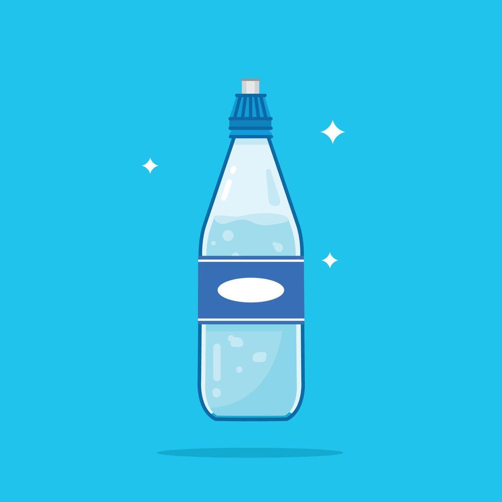 Cone plastic water bottle with straw 600ml capacity, healthy blue drinking water packed in a bottle, recyclable and easy to store liquid. vector