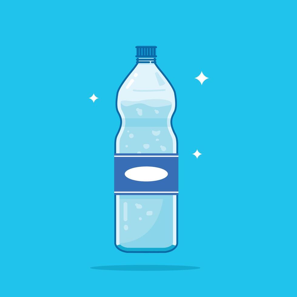 1500ml curved top plastic water bottle, healthy blue drinking water packed in a bottle, recyclable and easy to store liquid. vector