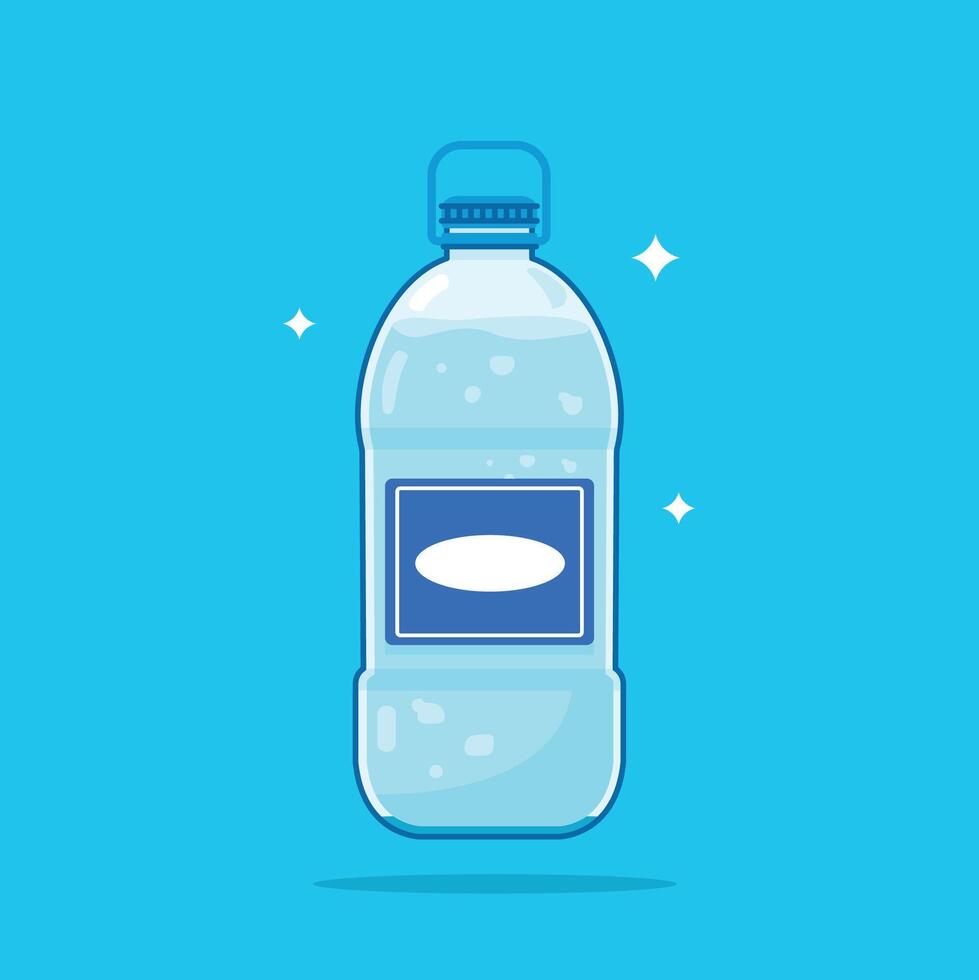 Plastic water gallon with handle 5 liter size, healthy blue drinking water packed in a bottle, can be recycled and easy to store liquids. vector
