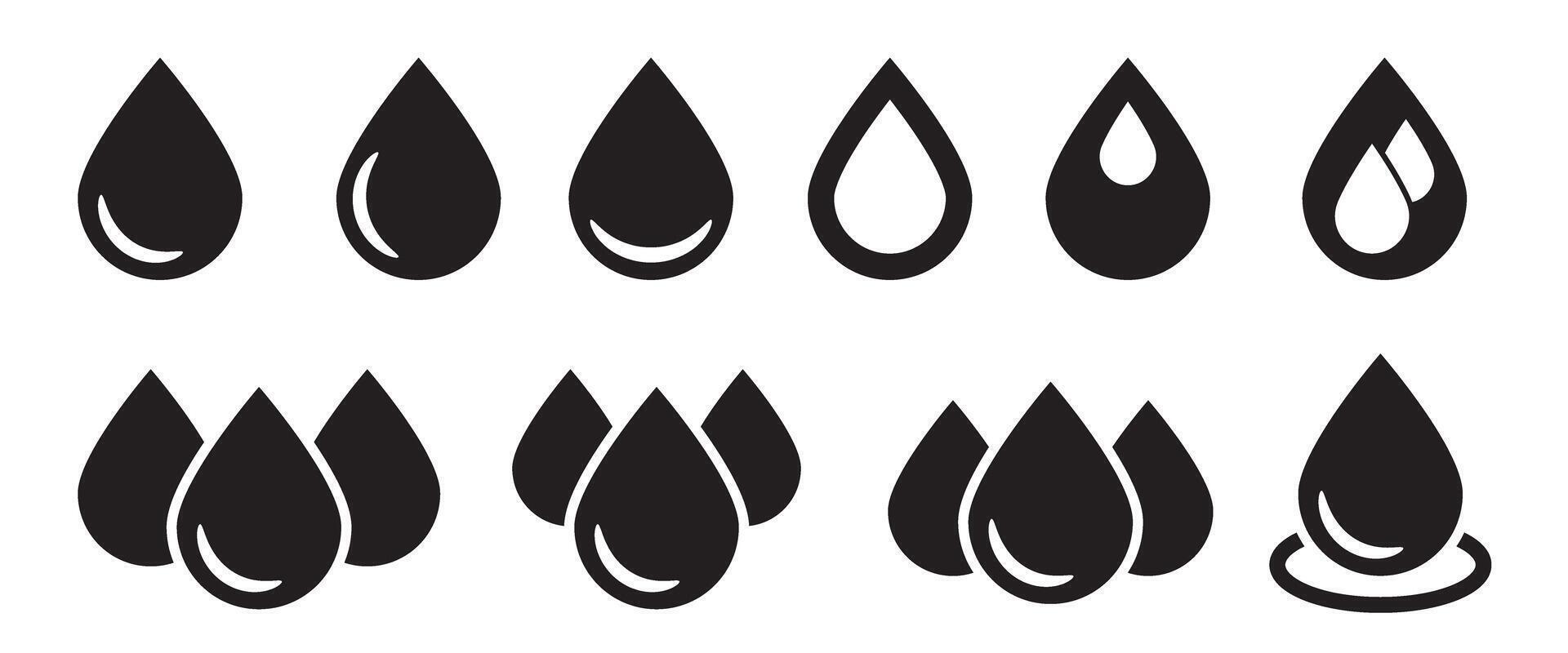 Drop icon. Water drop black icon. Oil drop icons. vector