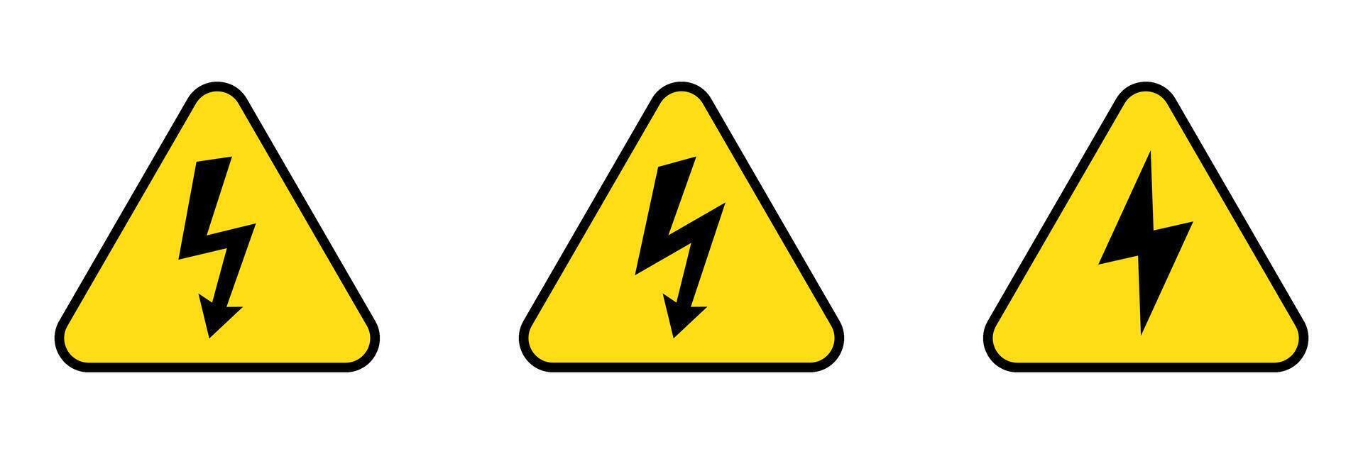 High voltage sign with lightning. Alert, hazard and danger, caution electrical sign. vector