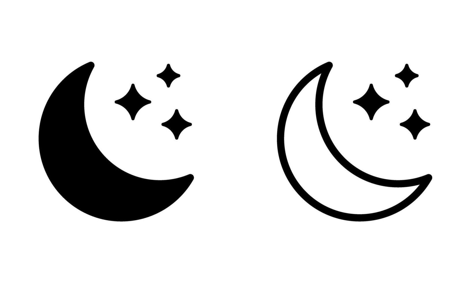 Crescent moon with stars icon. Night sign symbol. vector