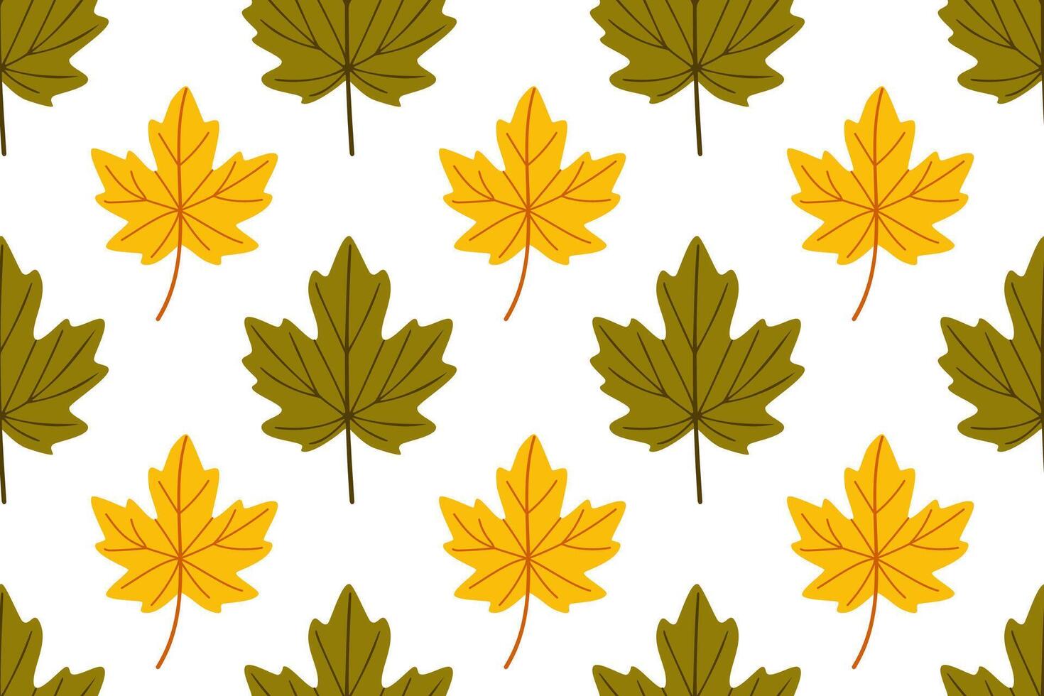 Pattern of maple leaves in warm olive and yellow colors. Great for rustic fall backgrounds, nature themes and wrapping vector