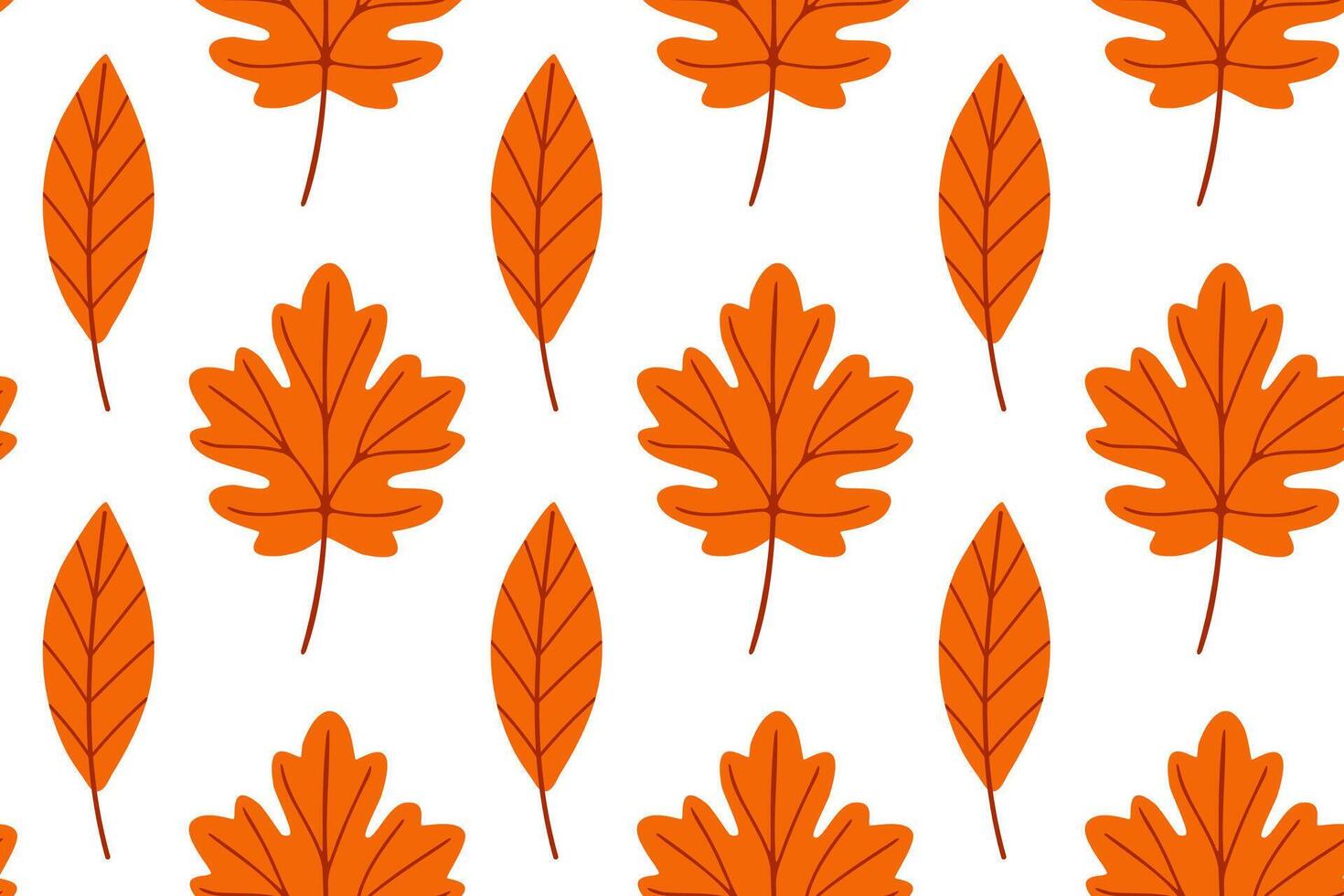 Seamless pattern with oak leaves in bright orange tones. Ideal for fall-themed wrapping, packaging, and seasonal textile design vector