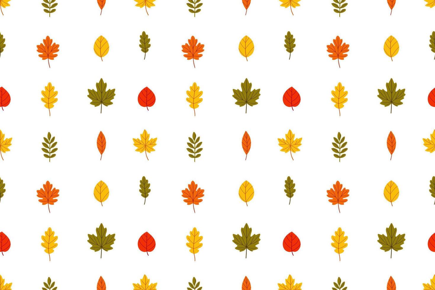 Seamless pattern with scattered autumn leaves in red, orange and green. Ideal for seasonal paper goods, decor and surface design vector