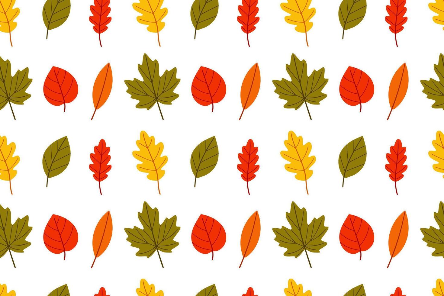 Colorful seamless pattern with mixed autumn leaves in red, orange, yellow and green. Great for fall designs and seasonal backgrounds vector