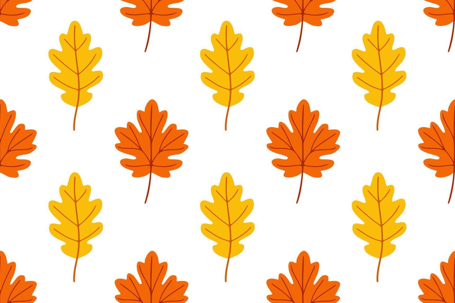 Autumn pattern with oak and maple leaves in yellow and orange. Ideal for seasonal packaging, textile, and nature backgrounds vector