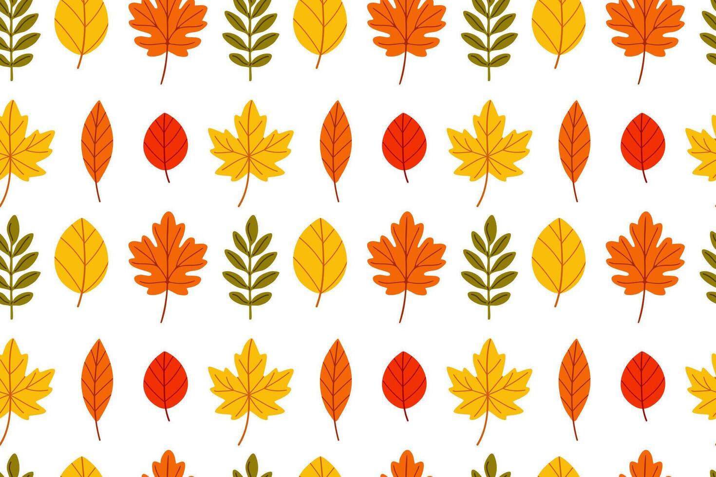 Seamless autumn pattern with green leaves in various shapes. Ideal for background use, decor and fall-themed prints vector