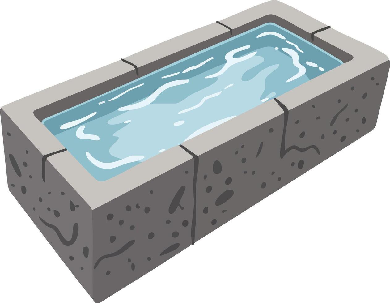 Stone Water Trough Filled with Clear Water Rustic Outdoor Container for Animals and Plants Usage vector