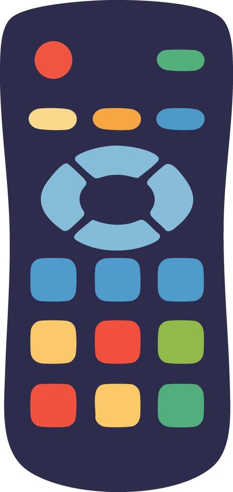 Remote Control Device with Multicolored Buttons Illustration for Electronic Gadgets and Home Entertainment Systems vector