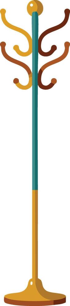 Coat rack stand with multiple hooks in teal and orange modern design illustration vector