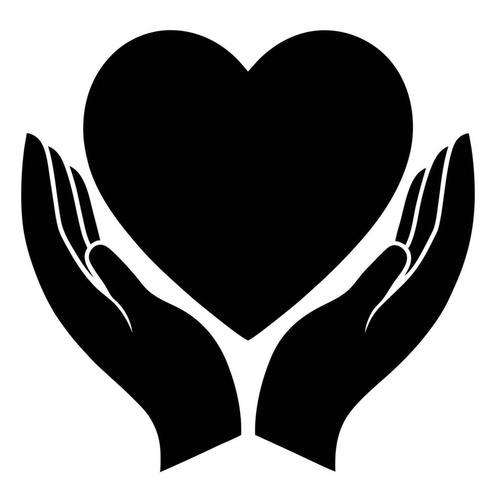 A symbolic black and white illustration representing care love support and a helping hand concept vector
