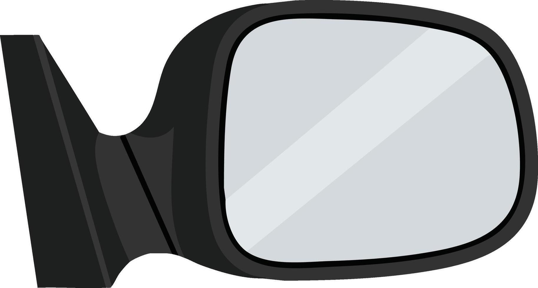 Car side mirror illustration with black frame and reflective glass design vector