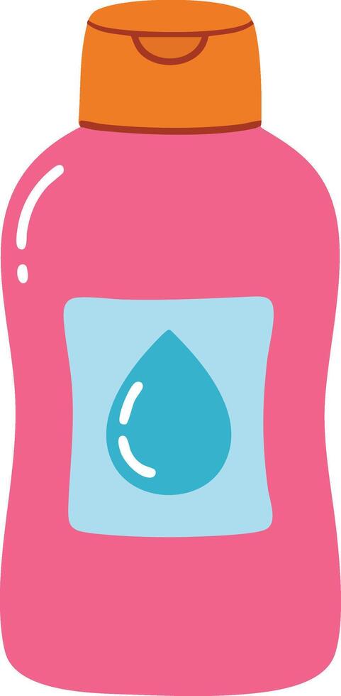Pink and orange water bottle with droplet label simple illustration for hydration and beverage design vector