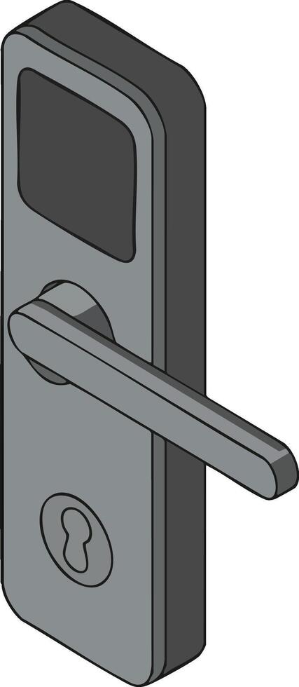 Digital door lock with handle and keyhole security access technology illustration vector