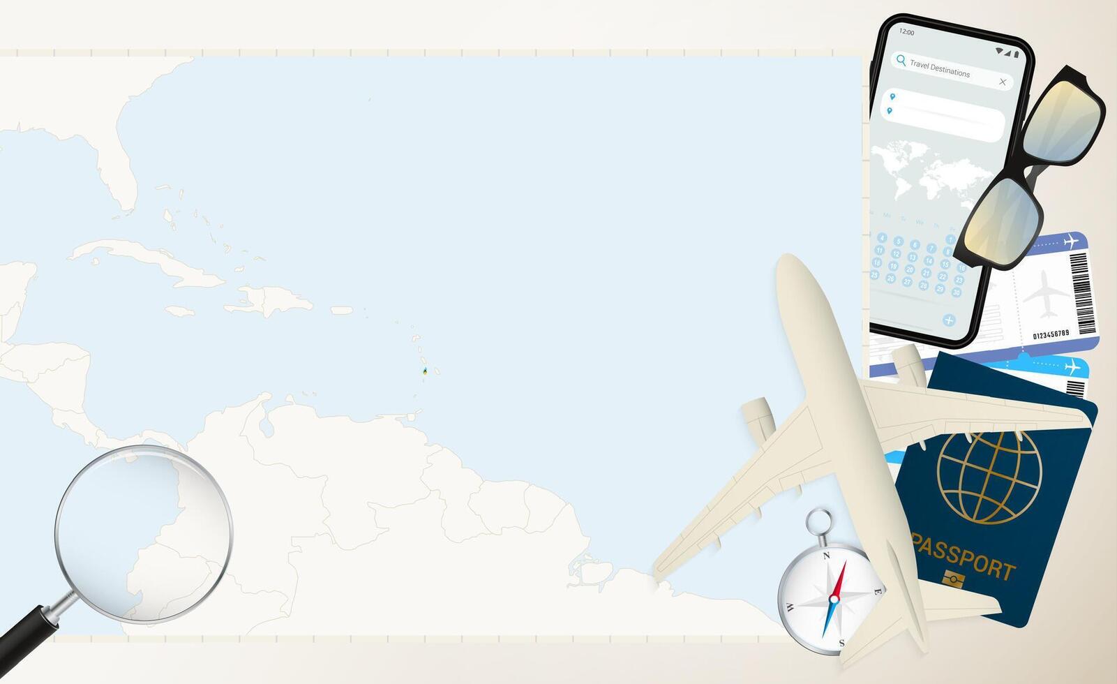 Saint Lucia map and flag, cargo plane on the detailed map of Saint Lucia with flag. vector
