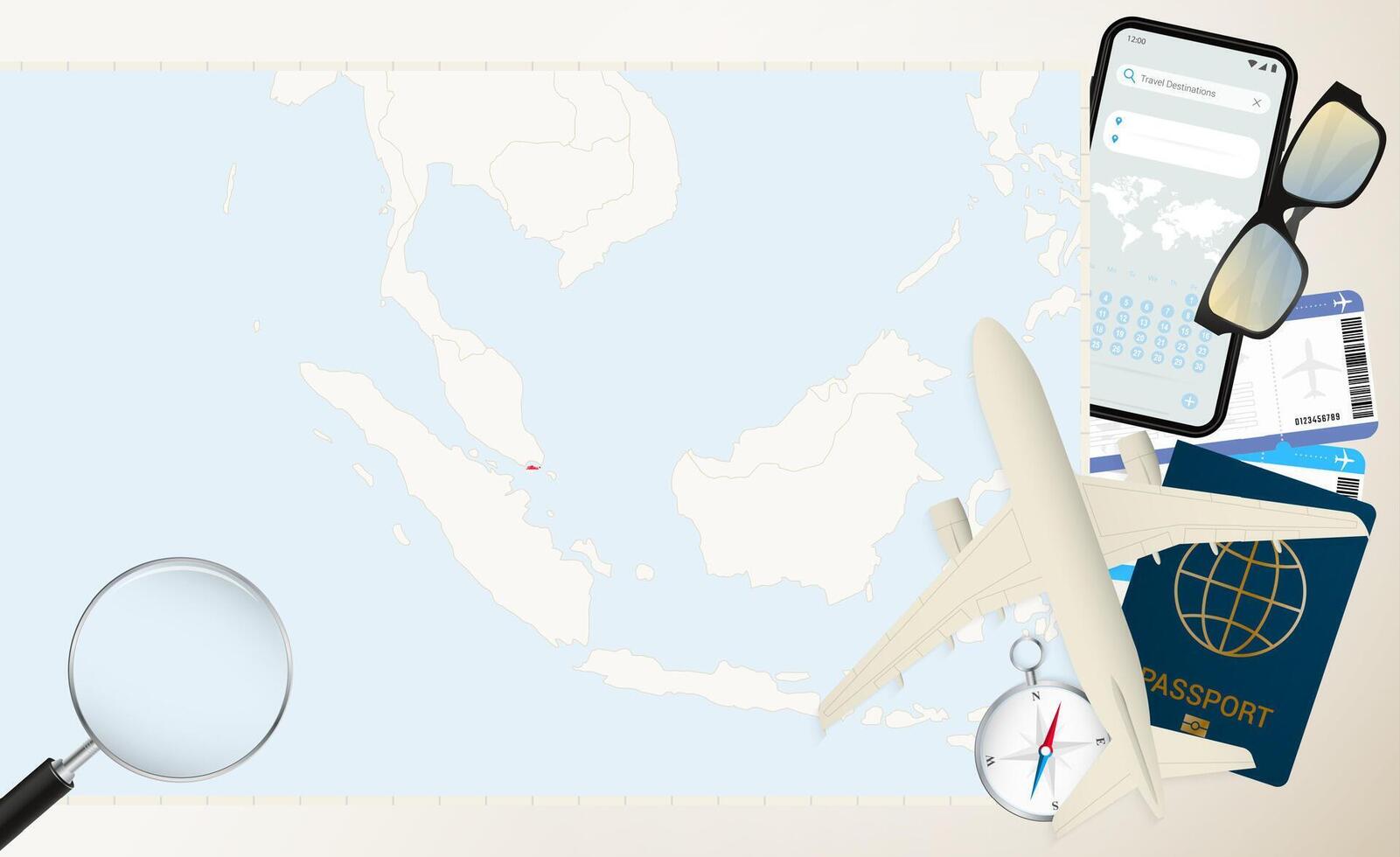 Singapore map and flag, cargo plane on the detailed map of Singapore with flag. vector