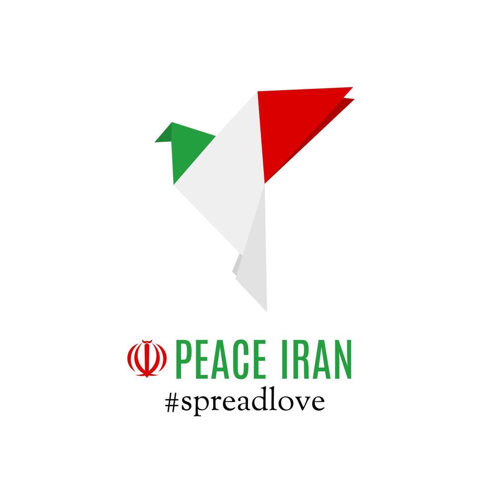 Dove Origami with Iran Flag Pattern vector