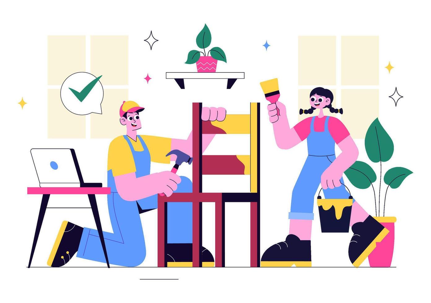 DIY Craft Workshop Illustration with Artist Hands Making Handmade Art Projects vector