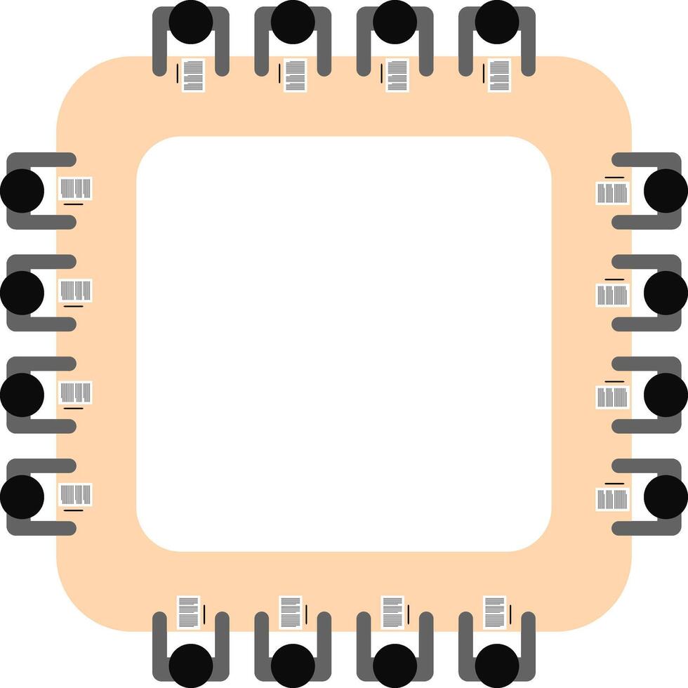 Top View of Conference Table with Participants Sitting Around Illustration vector