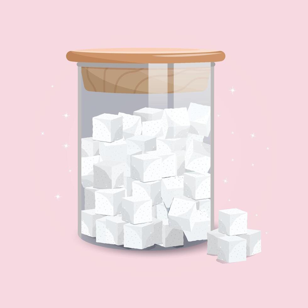 White sugar cubes in the jar design illustration vector