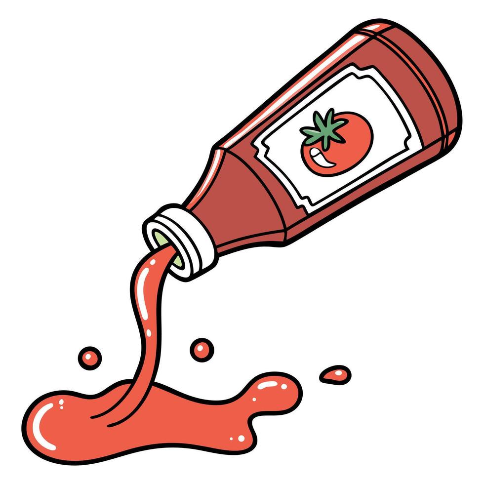 Ketchup pouring out of a bottle vector
