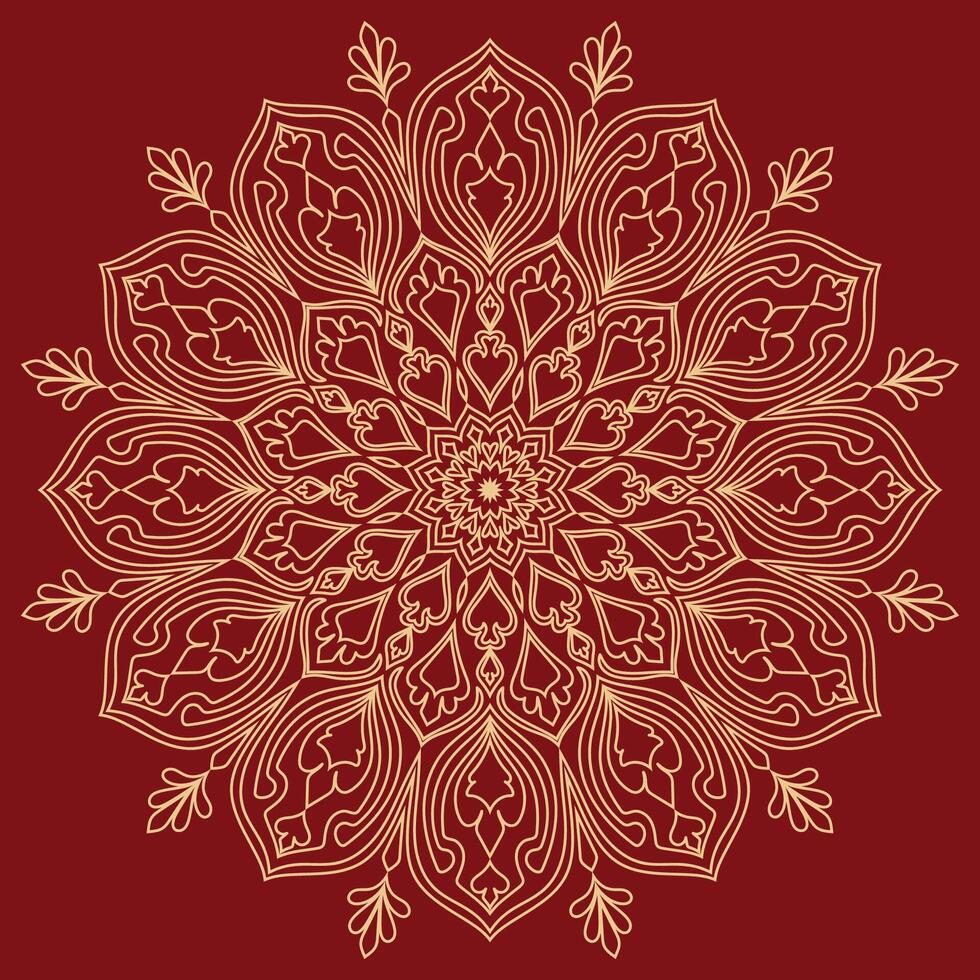 Golden abstract flowers red background graphic elements vector