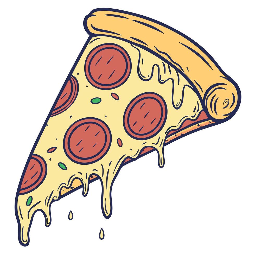 A slice of pizza with melted cheese and pepperoni vector