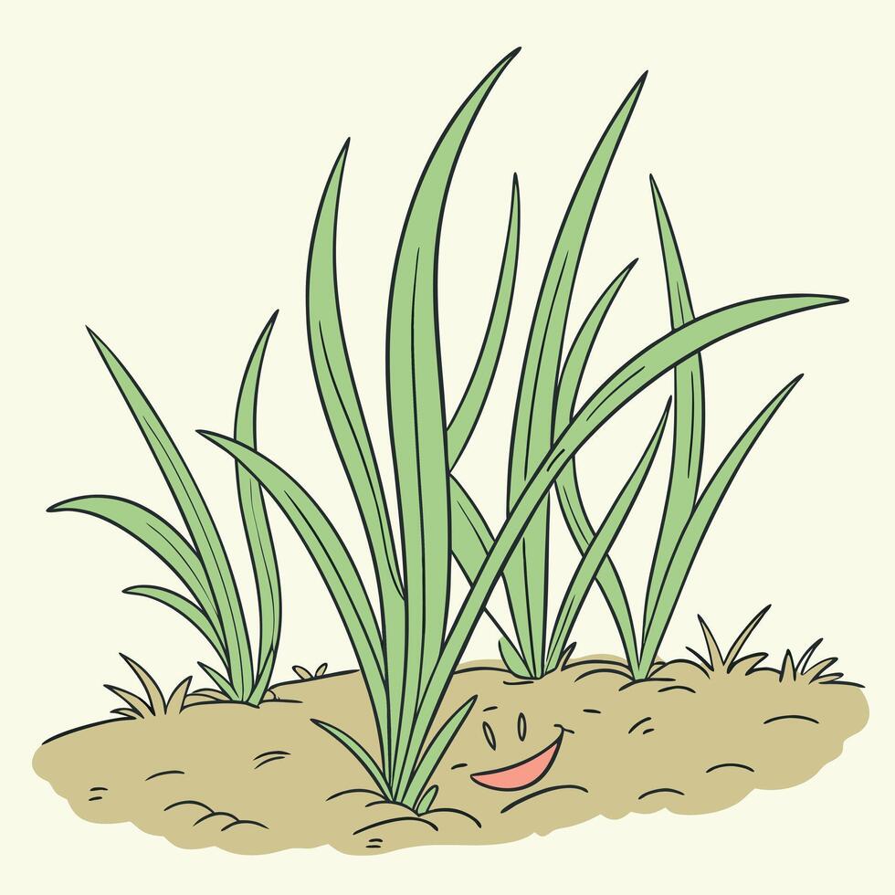 Illustration of a plant with a smiley face vector
