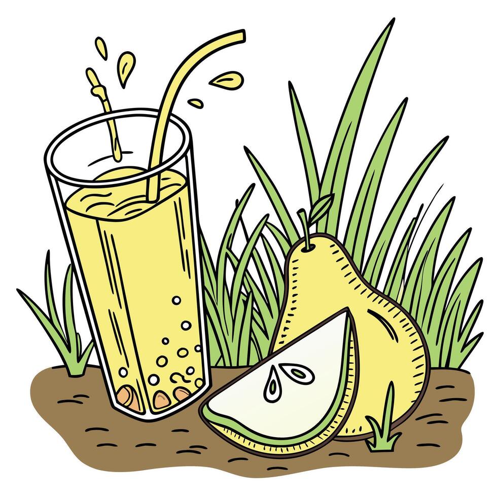 Pear and juice vector