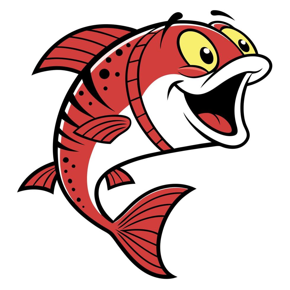 A cartoon fish with a big smile on its face vector