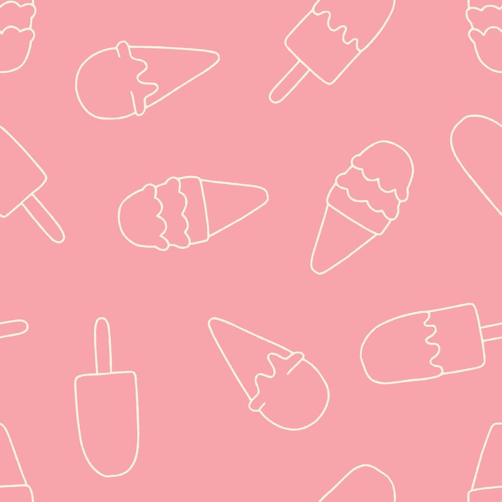 Outline Ice Cream Pattern Repeat Seamless for Wallpaper Background Cover Packaging vector