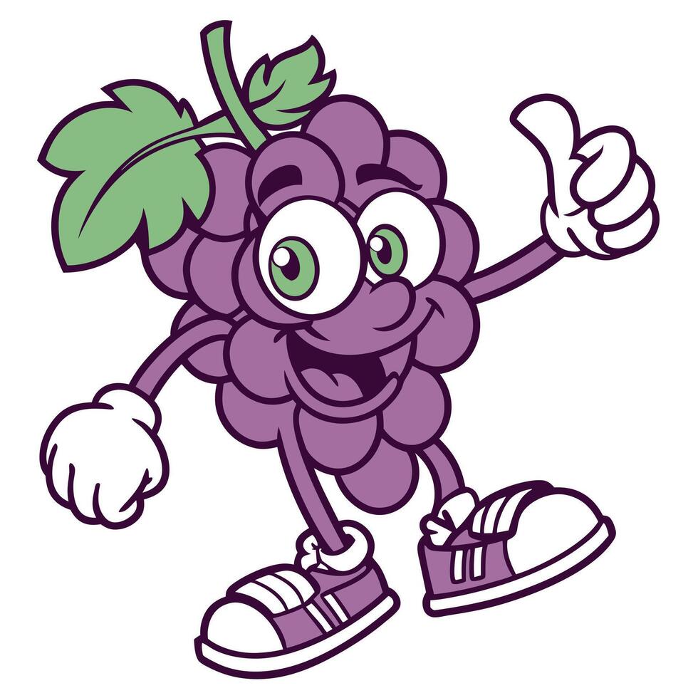 Grapes cartoon character with thumbs up vector