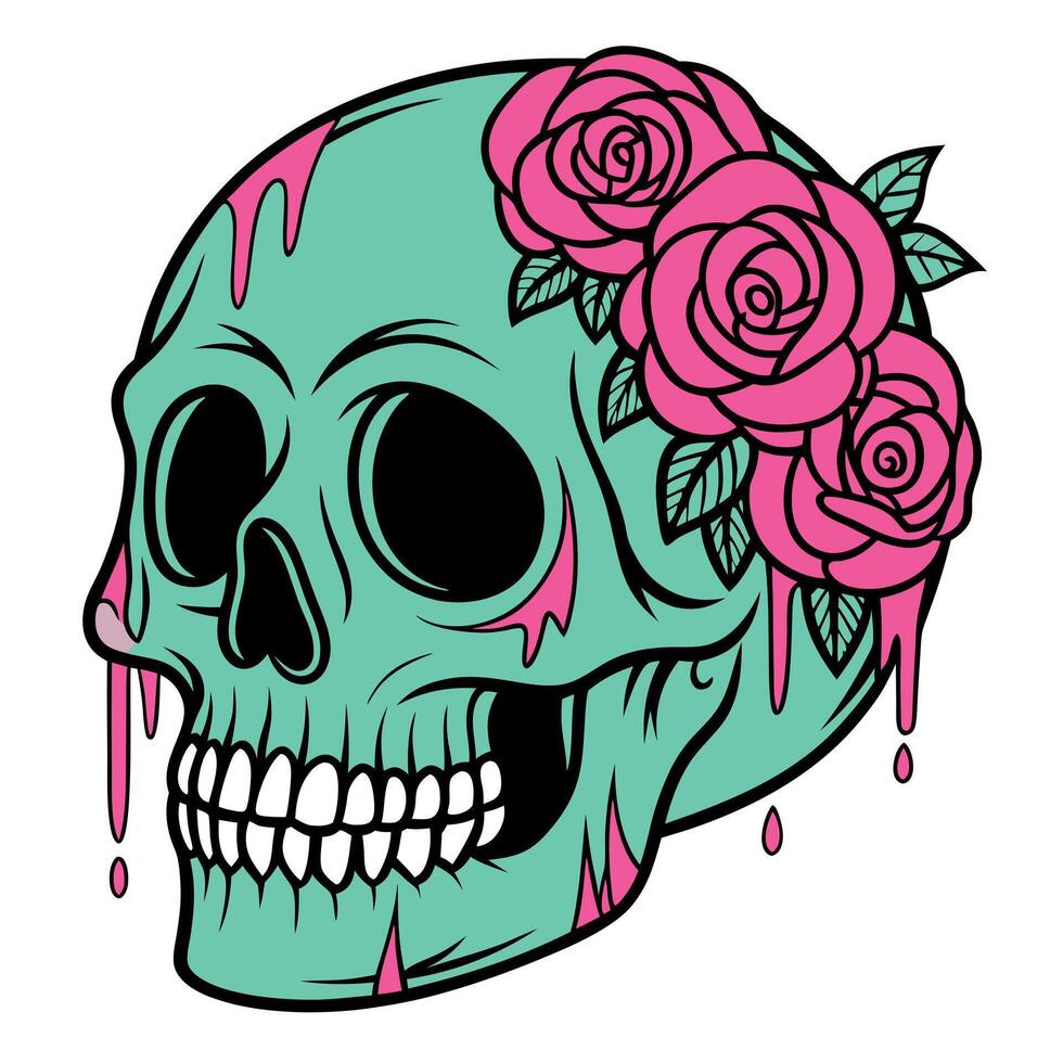 A skull with roses on it vector