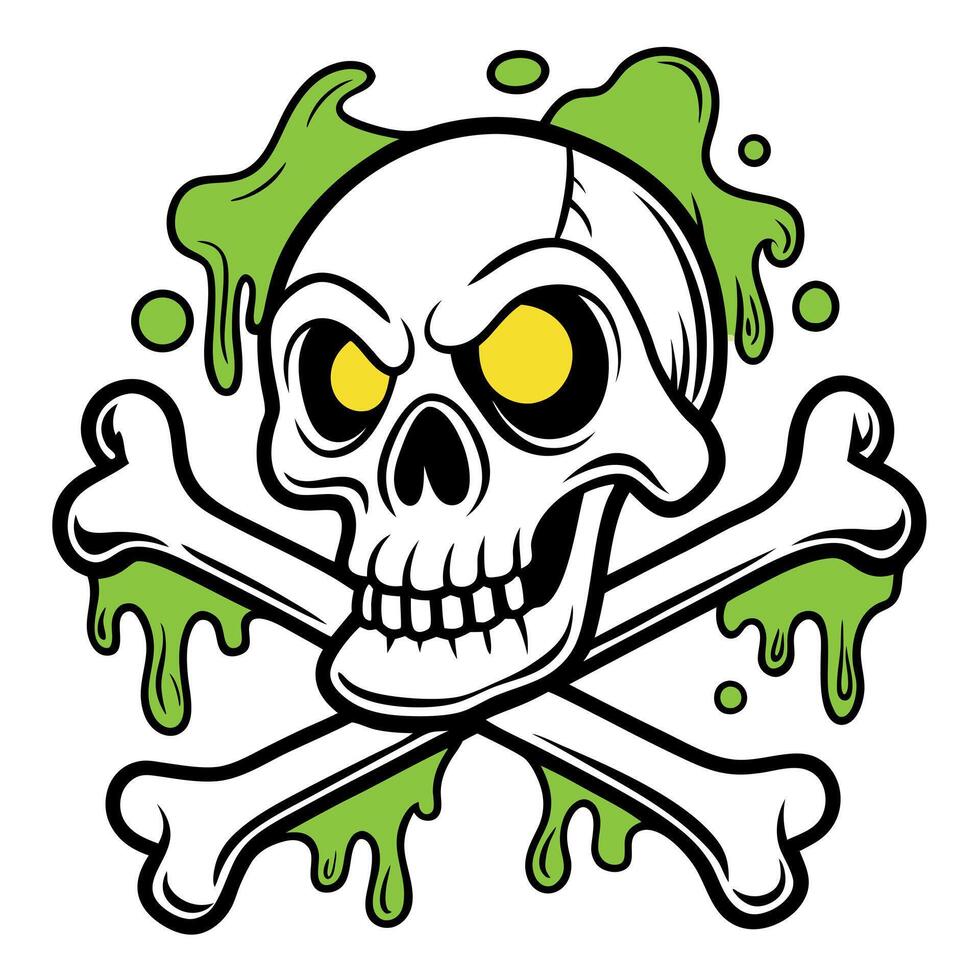 A skull and crossbones with green slime vector
