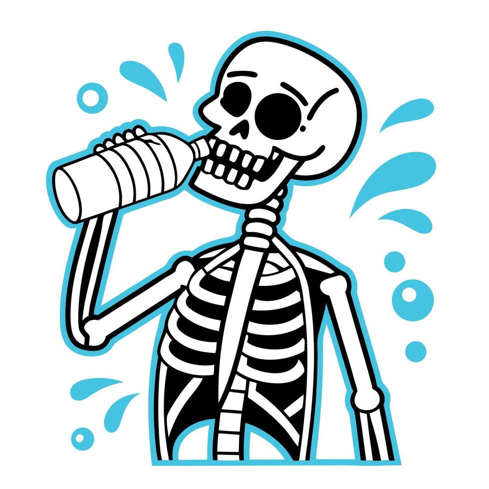 Skeleton drinking water vector