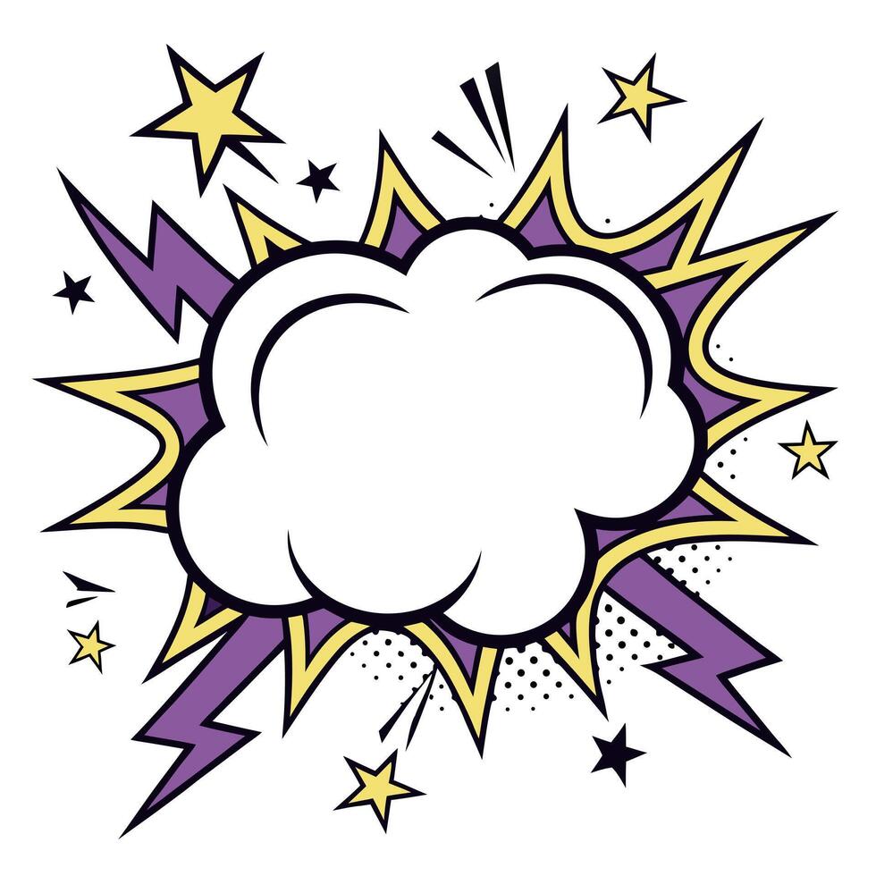 Comic book style cloud with stars and lightning vector