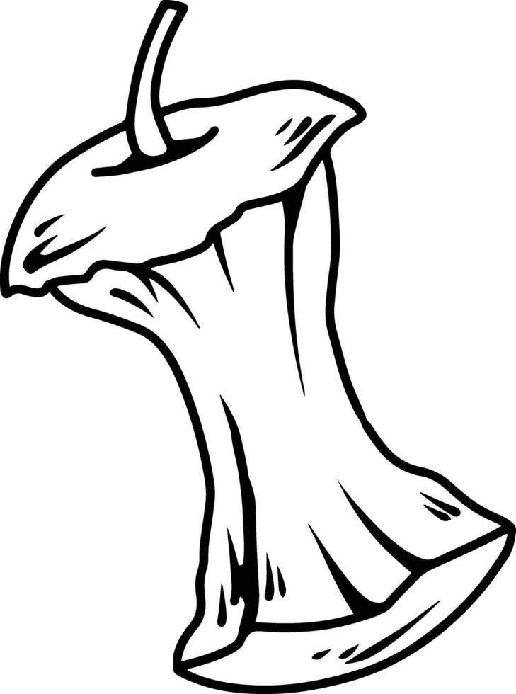 Apple core black and white illustration vector