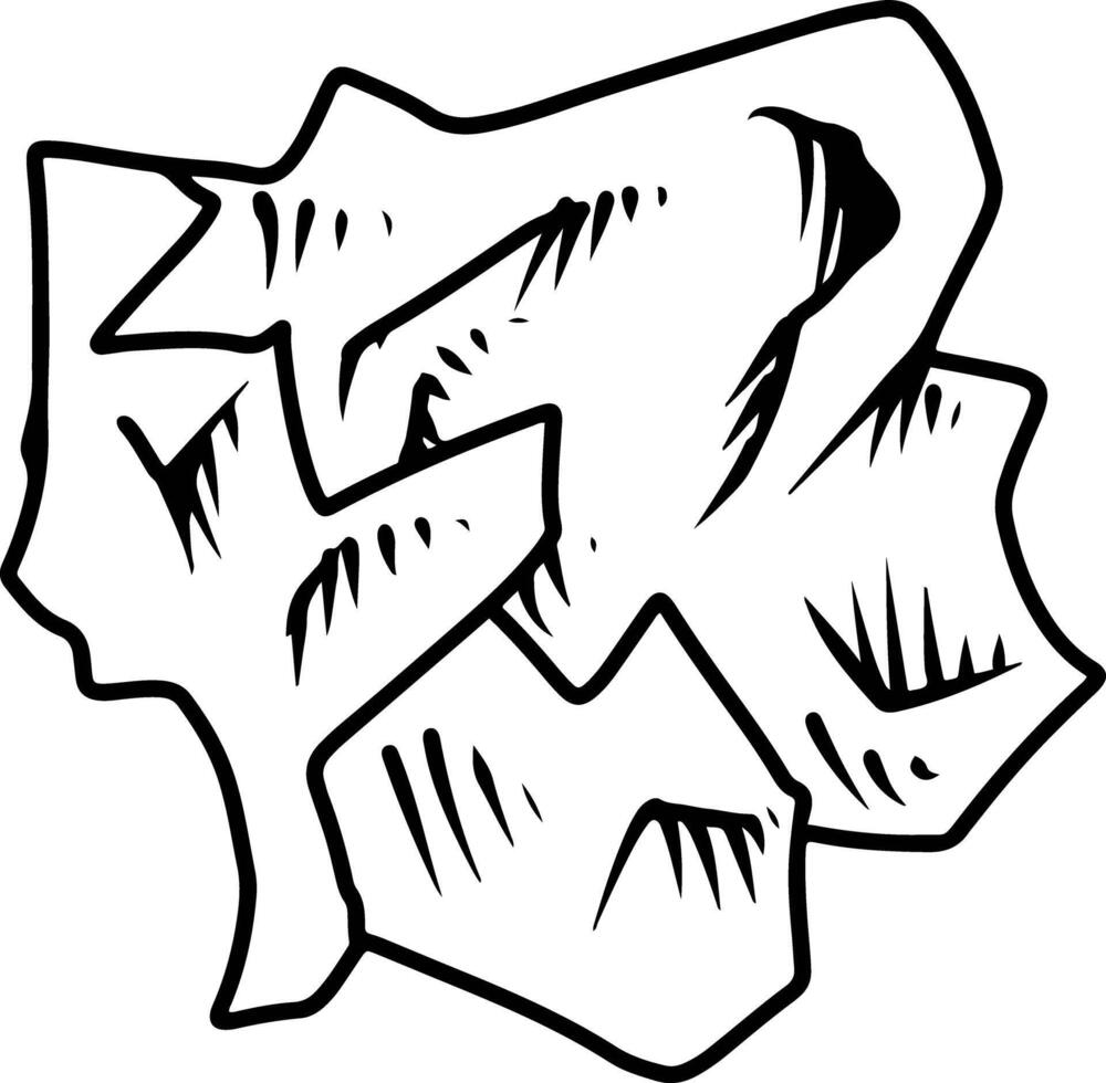 Crumpled paper line drawing illustration vector