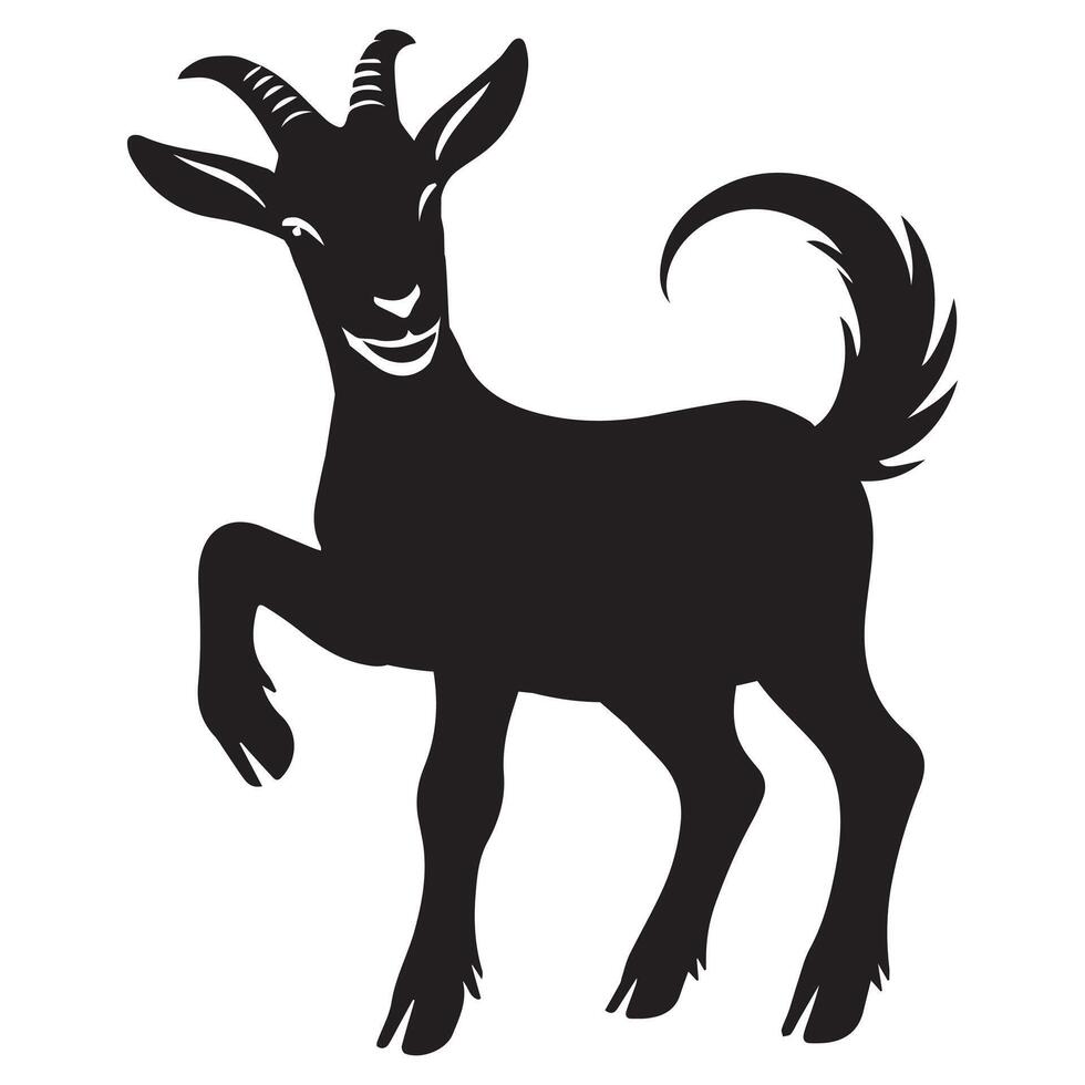 Domestic Goat Clipart in Playful Silhouette Style vector