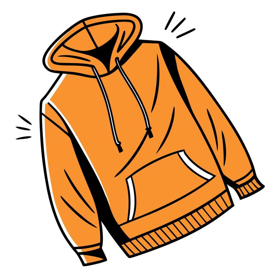 An orange hoodie with a zipper on the front vector