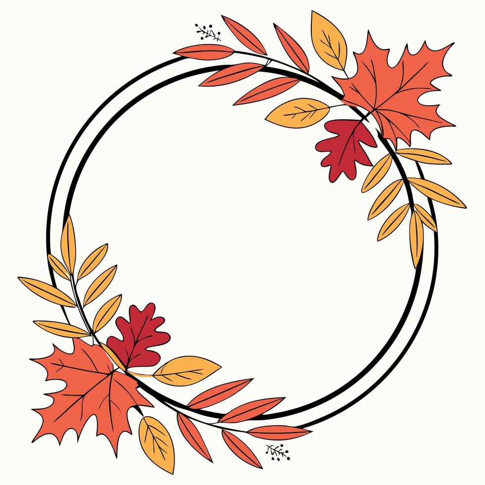 Autumn leaves wreath vector